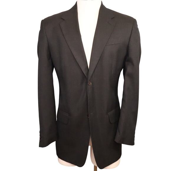 Perry Ellis Sport Coat Mens 44R Brown Windowpane Jacket Blazer Lined Career - Picture 1 of 15